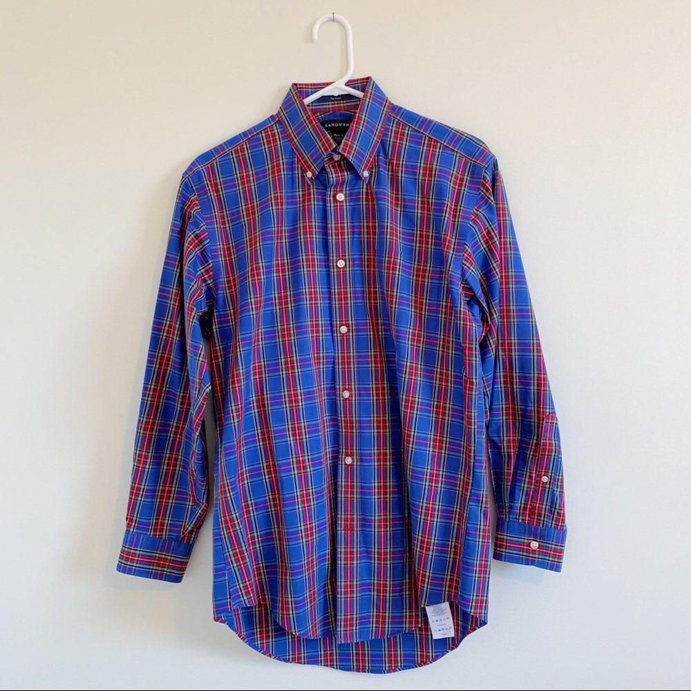 Blue & Red Plaid Button-down